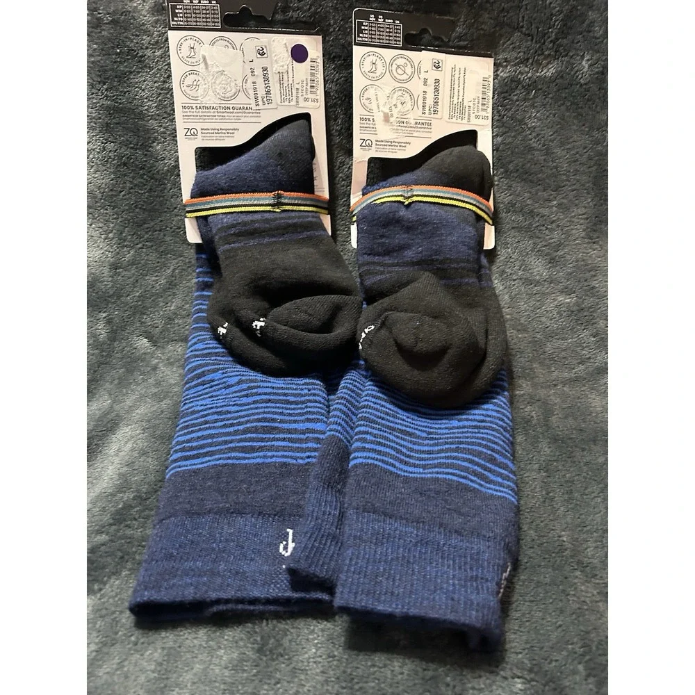 Smartwool Snowboard Lot of 2 Deep Navy Unisex Large Over The Calf Socks (E7)